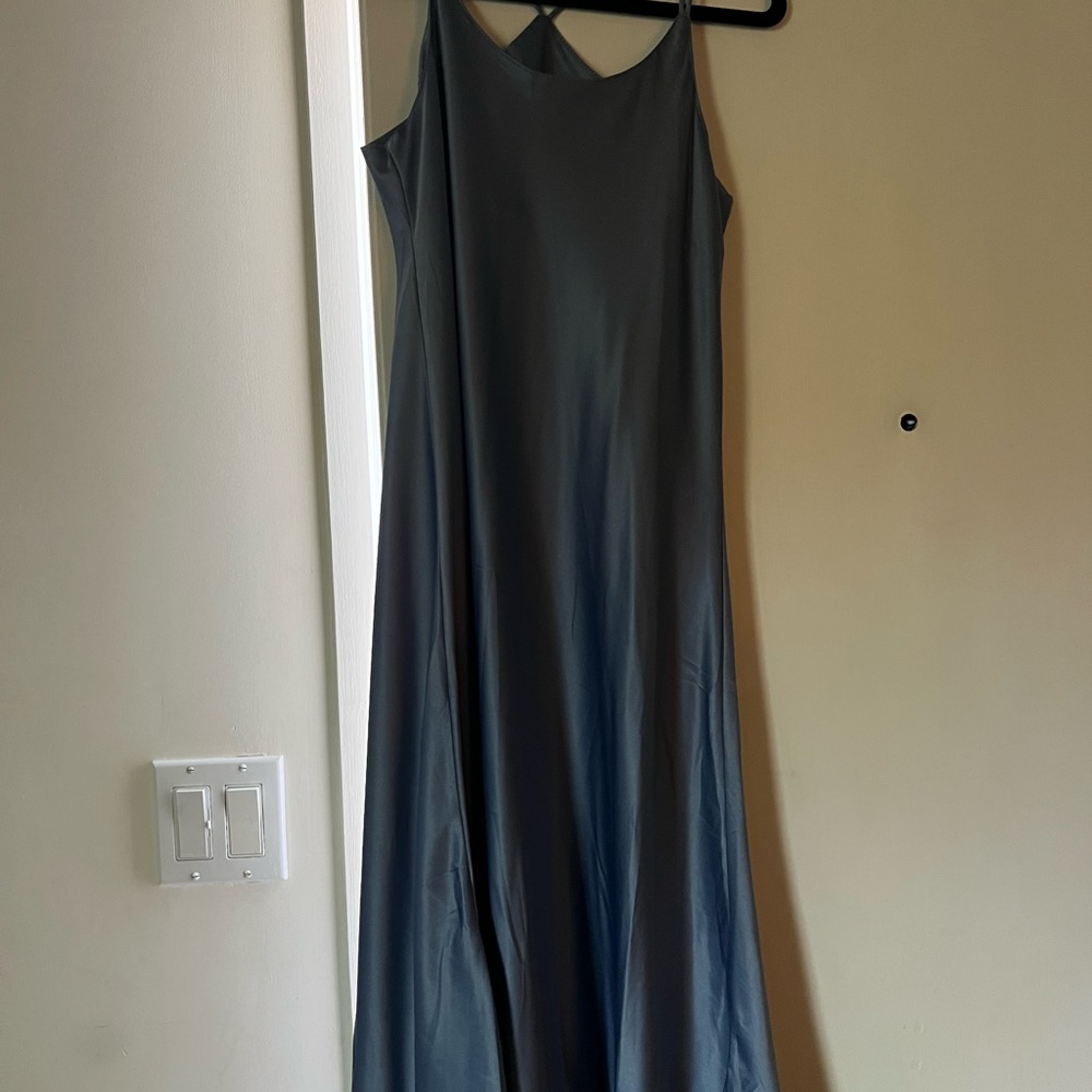 Blue silk dress